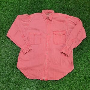 Vintage 90s Calvin-Klein Faded Coral Pink Button Up Shirt Large 23x32 USA